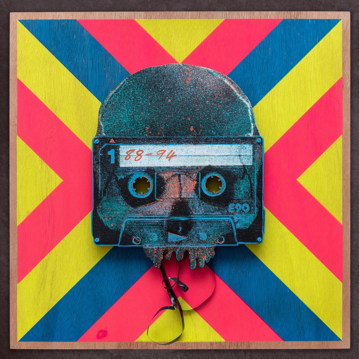 Cassette Skull ‘89-94’ - Original Screen Print Sculpture - Luke Pantelidou