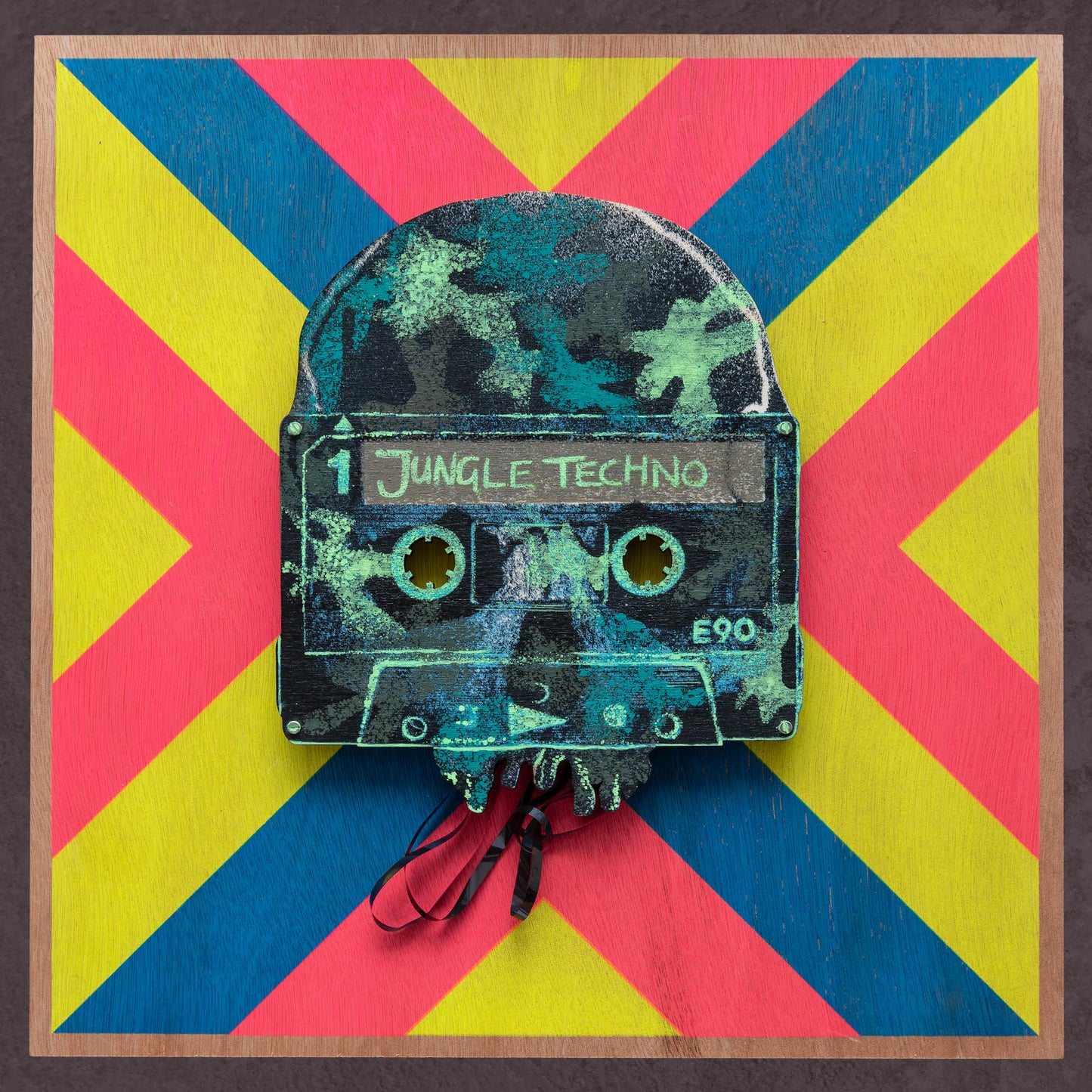 Cassette Skull 'Jungle Techno’ - Original Screen Print Sculpture - Luke Pantelidou