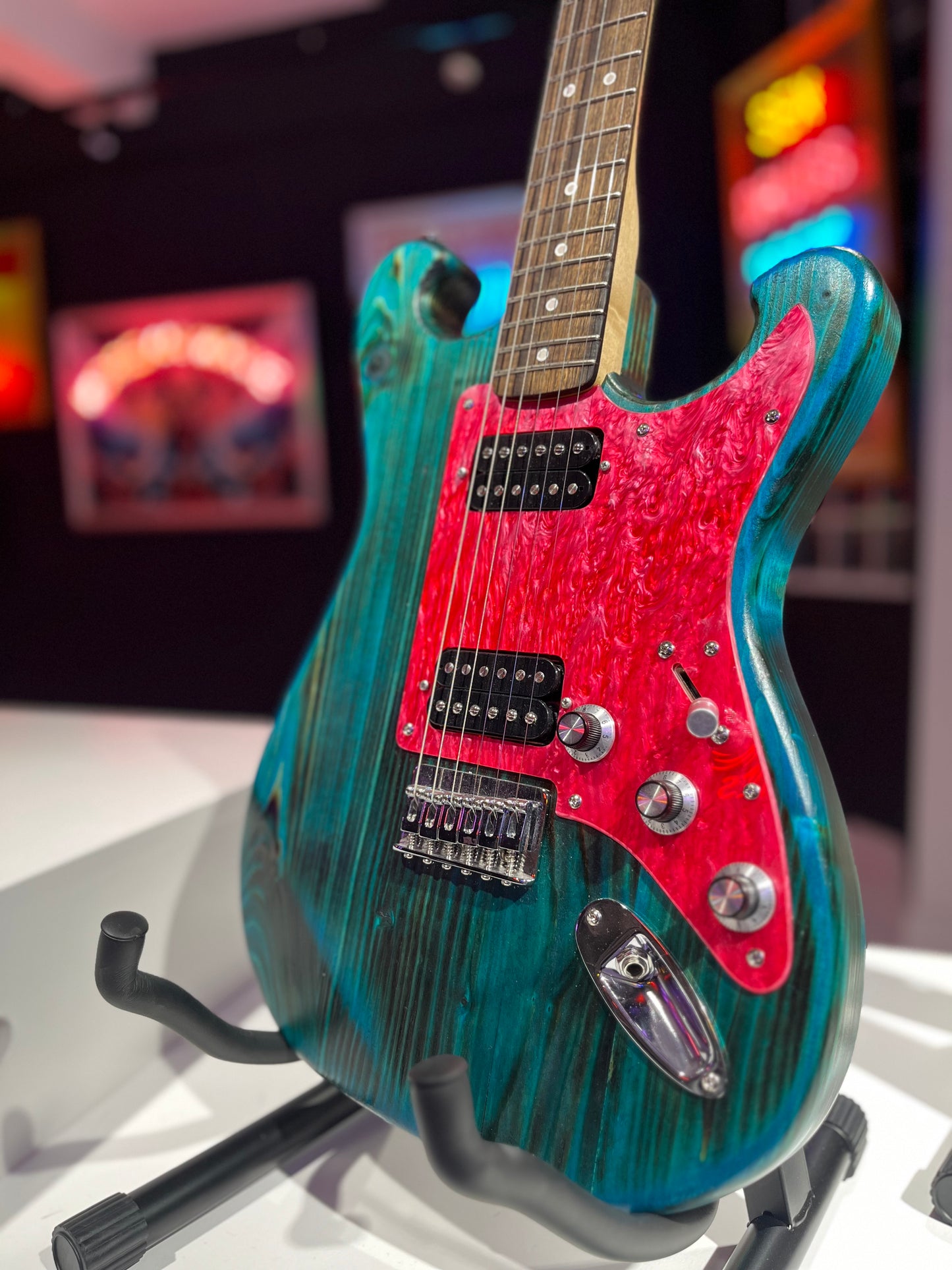 Maybury Guitars Teal Shu Sugi Ban Upscaler Electric Guitar.