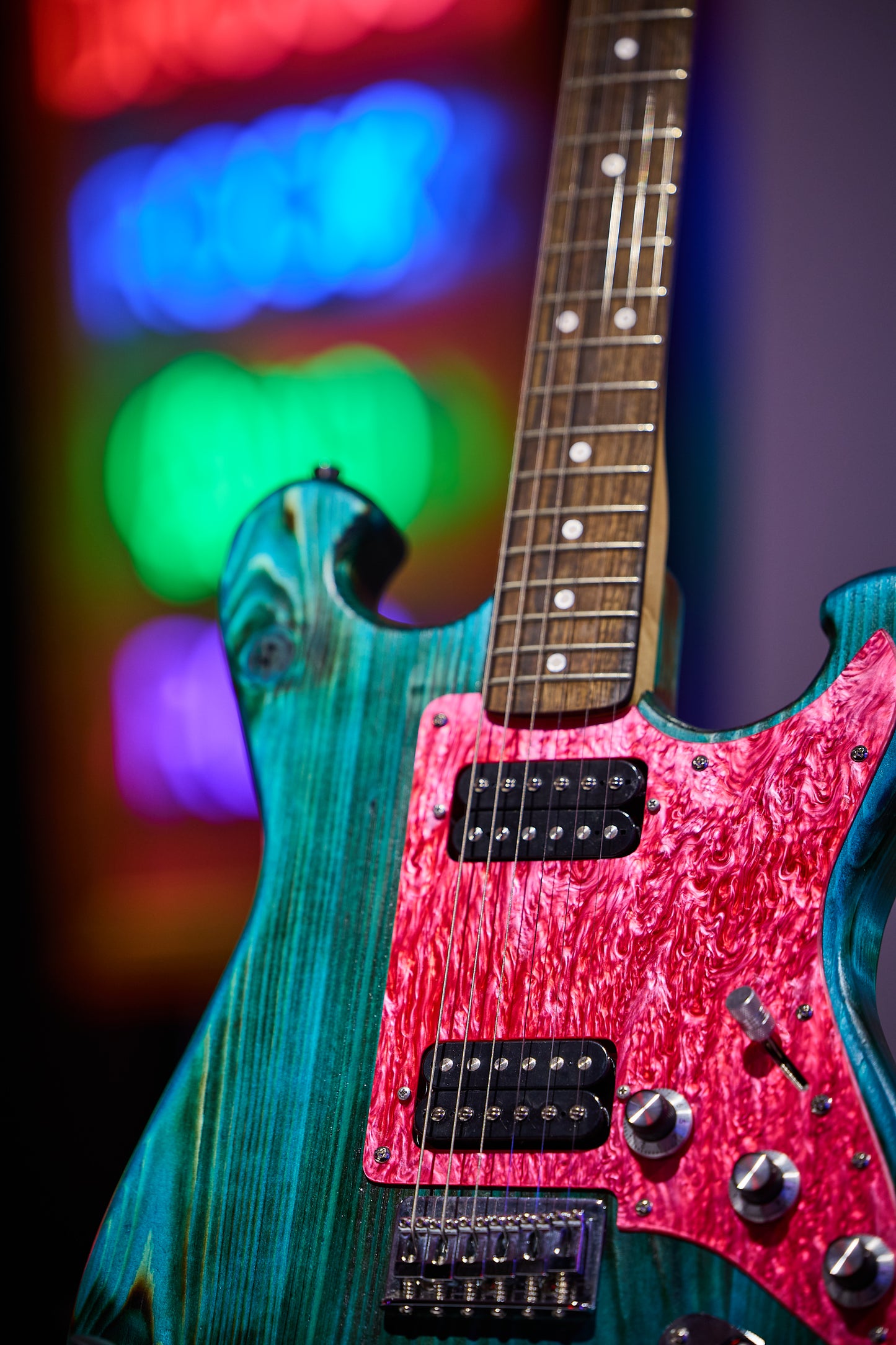 Maybury Guitars Teal Shu Sugi Ban Upscaler Electric Guitar.