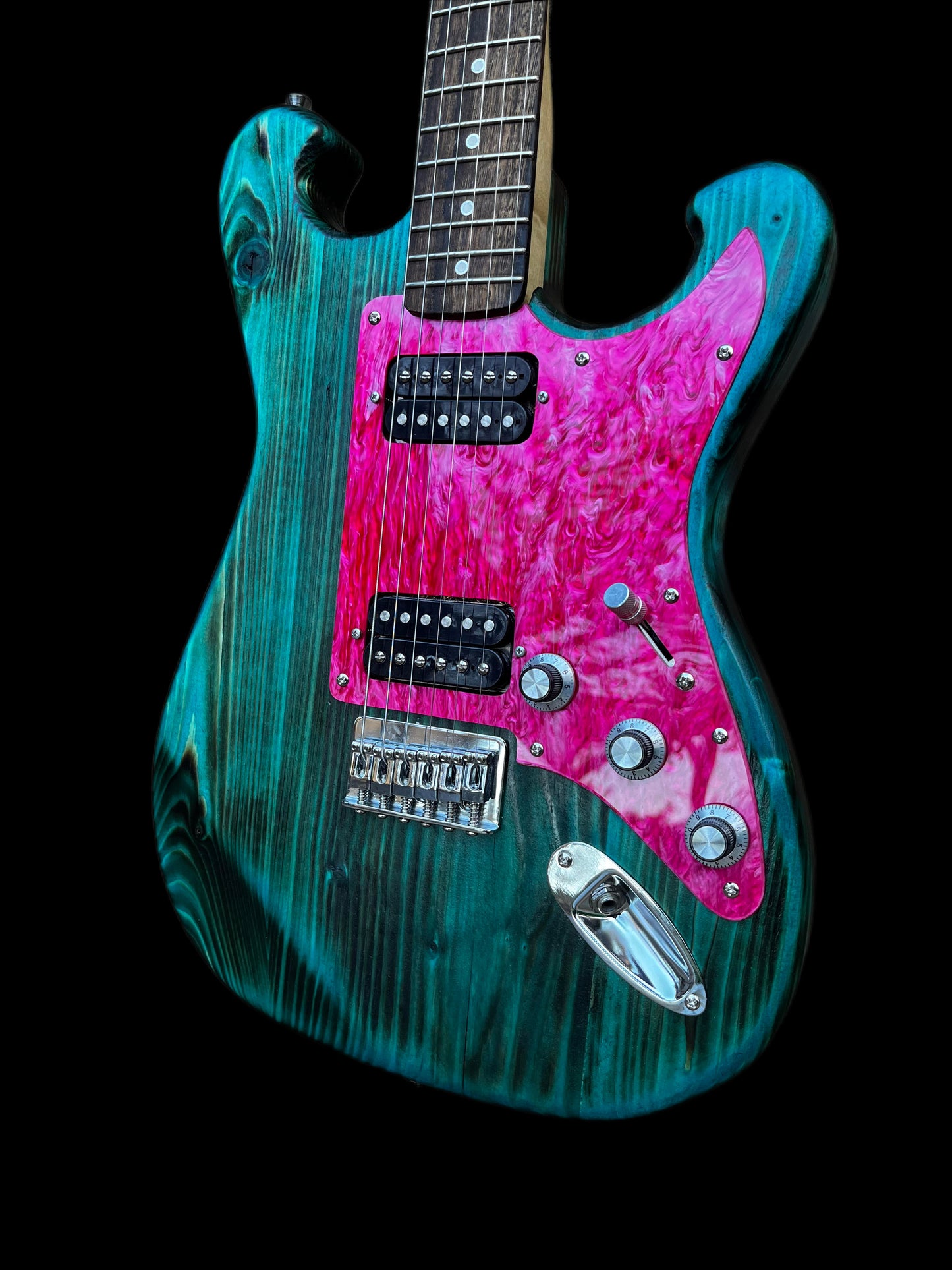 Maybury Guitars Teal Shu Sugi Ban Upscaler Electric Guitar.