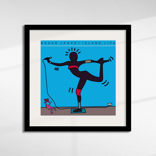 Grace jones island life album cover TBOY artist Keith haring artwork painting