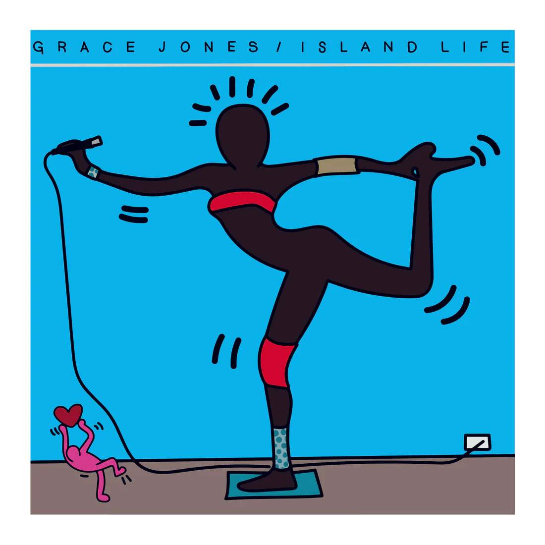 Grace jones island life album cover TBOY artist Keith haring artwork painting