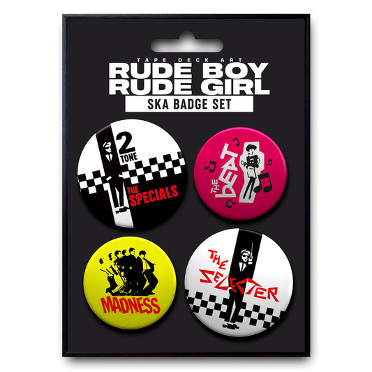 Rude Boy, Rude Girl Ska Badge Set - Tape Deck Art.
