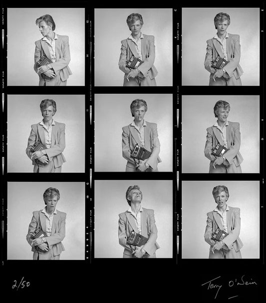 David Bowie in Freddie Burretti - contact sheet, 1974 - Limited Edition Print by Terry O'Neill