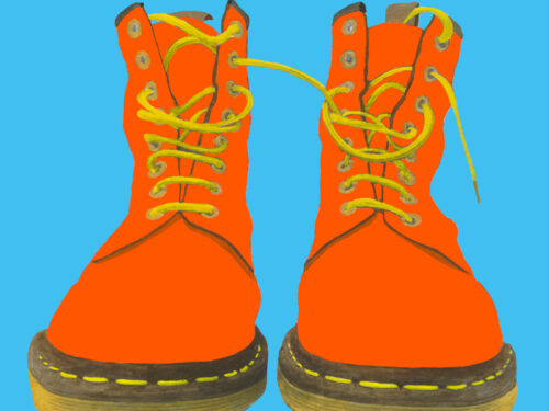 DOC MARTEN BOOTS (BLUE & ORANGE) by Horace Panter