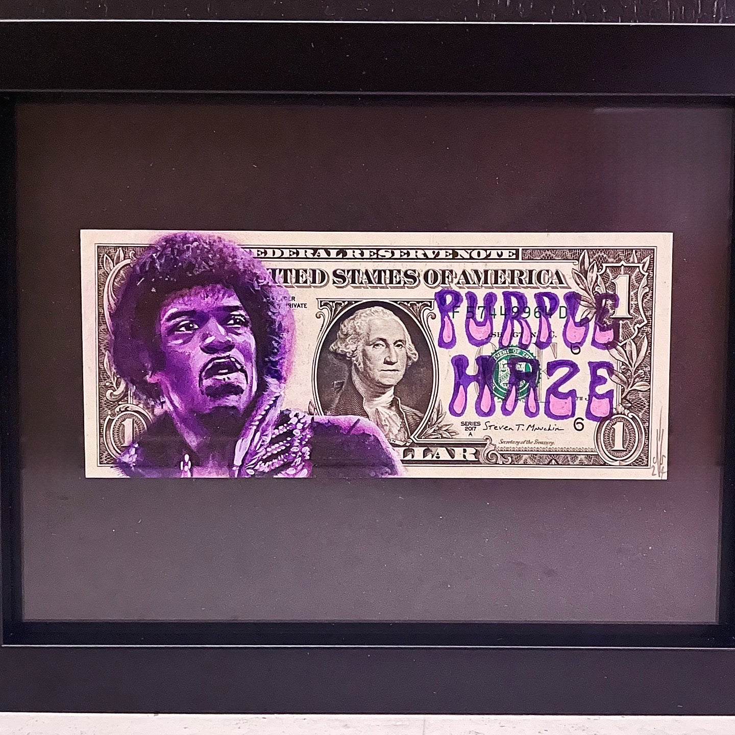 Jimi Hendrix - Original Painting on Dollar Bill - Metin Salih